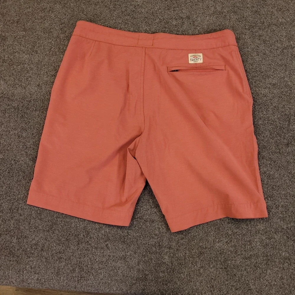 Faherty All Day Golf Shorts Mens 33x8 Salmon Performance Stretch Drawstring